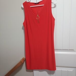 Orange Sleeveless Dress with Gold Accent